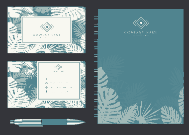 Free Download PDF Books, Corporate Card Brochure Classical Leaves Free Vector
