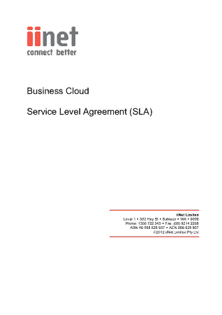Free Download PDF Books, Business Cloud Service Level Agreement Template