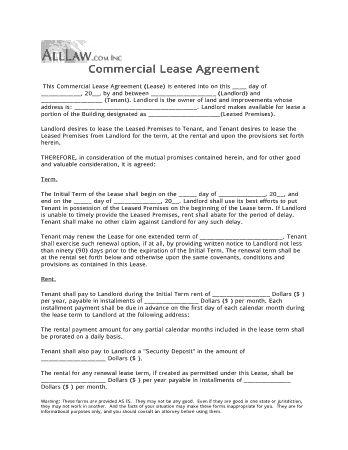 Free Download PDF Books, Commercial Lease Agreement Sample Template