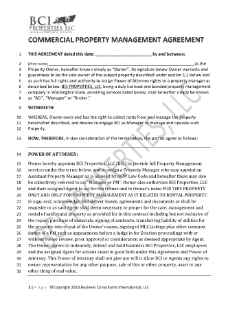 Free Download PDF Books, Commercial Property Management Agreement Format Template