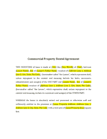 Free Download PDF Books, Commercial Property Rental Agreement Template