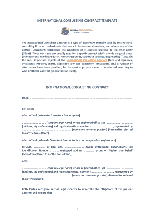 Free Download PDF Books, International Consulting Contract Template