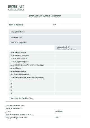 Free Download PDF Books, Employee Income Statement Template