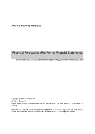 Free Download PDF Books, Pro Forma Financial Statement Template