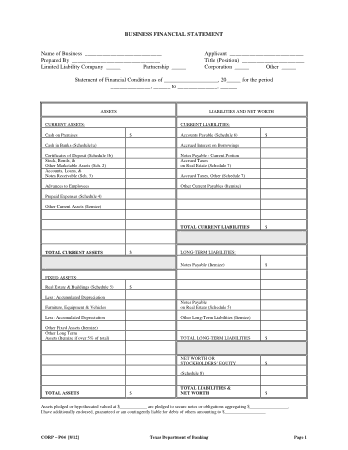 Free Download PDF Books, Business Financial Summary Statement Template