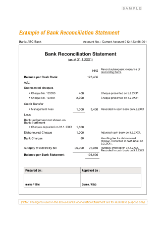 Free Download PDF Books, Example of Bank Reconciliation Statement Template