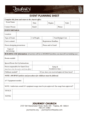 Free Download PDF Books, Information Sheet for Event Panning Template