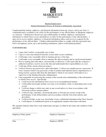 Free Download PDF Books, Employee Financial Confidentiality Agreement Finance Template