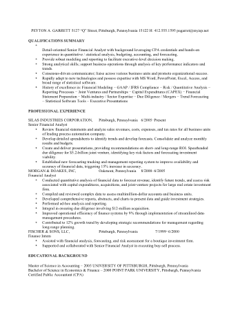 Free Download PDF Books, Financial Analyst Sample Resume Finance Template
