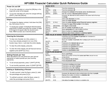 Free Download PDF Books, Financial Calculator Calculator Quick Refrence Finance Template
