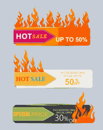 Free Download PDF Books, Hot Sale Banner Sets Fire Icon Decoration Free Vector