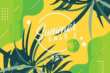 Free Download PDF Books, Summer Sale Banner Bright Colorful Nature Elements Decor Free Vector