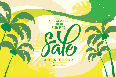 Free PDF Books, Summer Sale Banner Coconut Trees Sketch Colorful Flat Free Vector