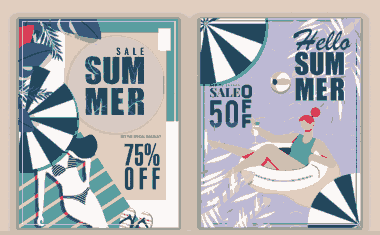 Free Download PDF Books, Summer Sale Banners Beach Vacation Elements Decor Free Vector