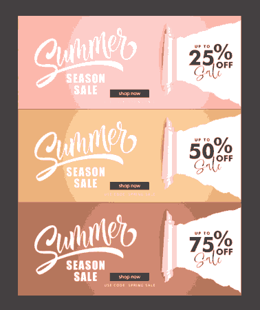 Free Download PDF Books, Summer Sale Banners Horizontal Shape 3D Ragged Paper Free Vector