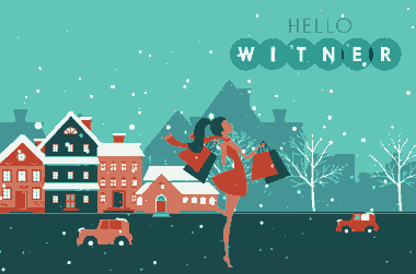 Free Download PDF Books, Winter Sale Banner Shopping Lady Icon Town Scape Free Vector