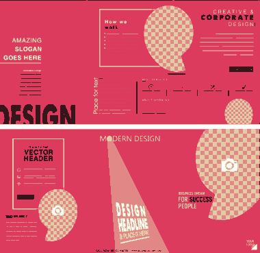 Free Download PDF Books, Business Brochure Template Modern Flat Pink Checkered Decor Free Vector