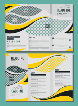 Free Download PDF Books, Corporate Brochure Templates Bright Modern Checkered Curves Decor Free Vector