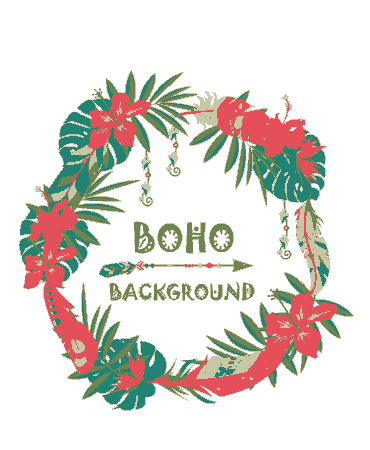 Free Download PDF Books, Boho Background Colorful Floral Wreath Arrow Decor Free Vector