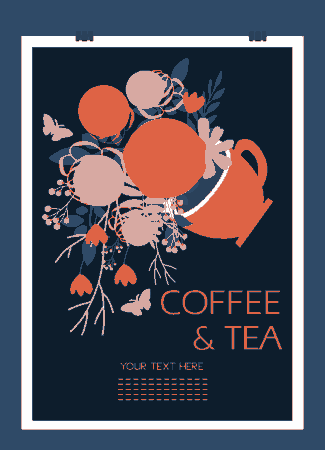 Free Download PDF Books, Coffe Tea Background Colorful Flowers Decoration Cup Icon Free Vector