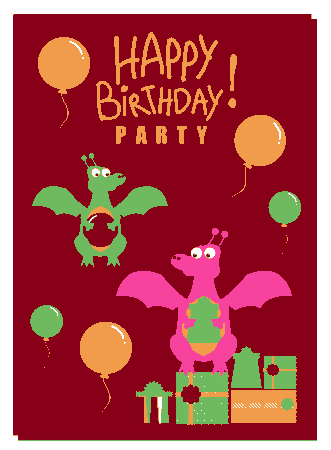 Free Download PDF Books, Birthday Background Cute Dragon Colorful Balloons Icons Decoration Free Vector