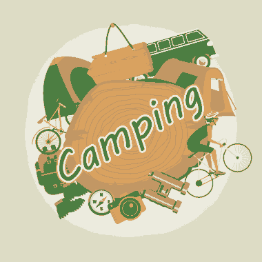 Free Download PDF Books, Camping Background Various Colored Symbols Decoration Free Vector