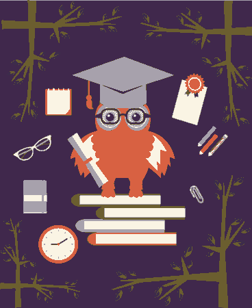 Free Download PDF Books, Education Background Owl Books Studying Tools Icons Decor Free Vector