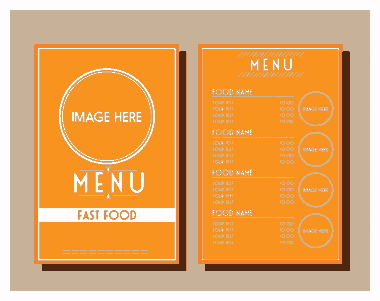 Free Download PDF Books, Fastfood Menu Design Circle Decoration On Orange Background Free Vector