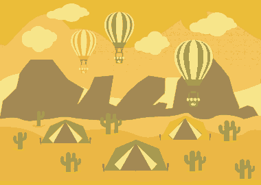 Free Download PDF Books, Camping Background Tent Balloon Icons Mountain Desert Backdrop Free Vector