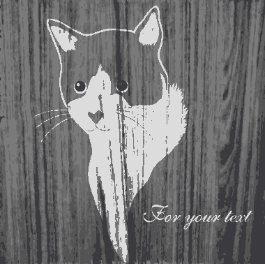 Free Download PDF Books, Cat Portrait Drawing Retro Style Wooden Background Free Vector