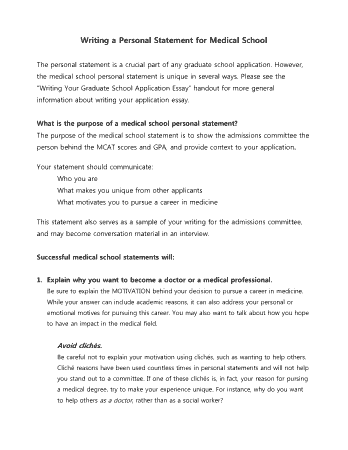 Free Download PDF Books, Medical School Personal Statement Example Template