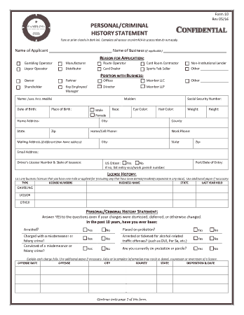 Free Download PDF Books, Personal Criminal History Statement Template