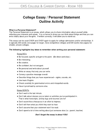 Free Download PDF Books, Personal Statement Outline Activity Template