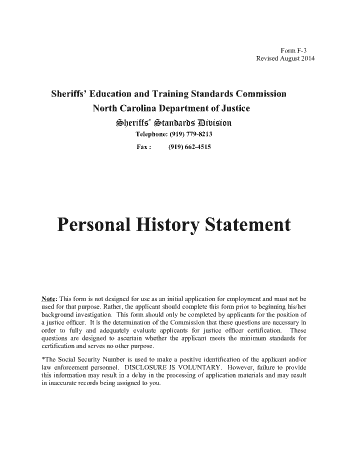 Free Download PDF Books, Sworn Personal History Statement Template