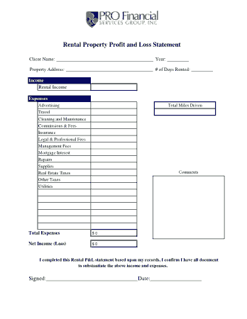 Free Download PDF Books, Rental Property Profit and Loss Statement Template