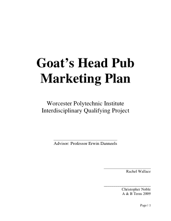 Free Download PDF Books, Goats Head Pub Restaurant Marketing Plan Template