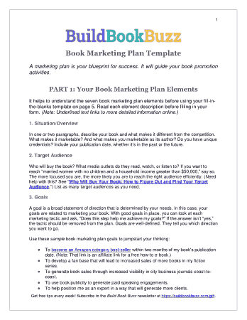 Free Download PDF Books, Printable Book Marketing Plan Template