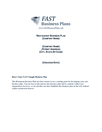 Free Download PDF Books, Restaurant Sample Business Plan Template
