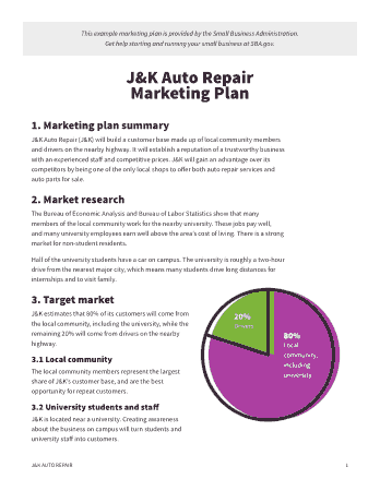 Free Download PDF Books, Sample Auto Repair Marketing Plan Template