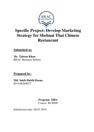 Free Download PDF Books, Specific Project Develop Marketing Strategy for Chinese Restaurant Template