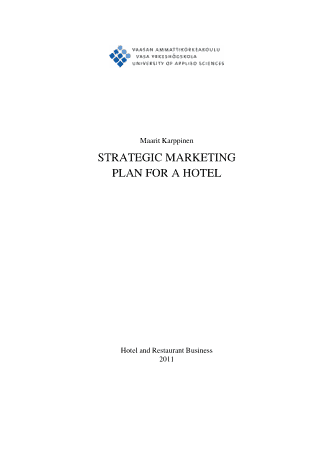 Free Download PDF Books, Strategic Hotel Marketing Plan Template