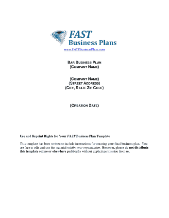Free Download PDF Books, Bar Business Plan Executive Summary Template