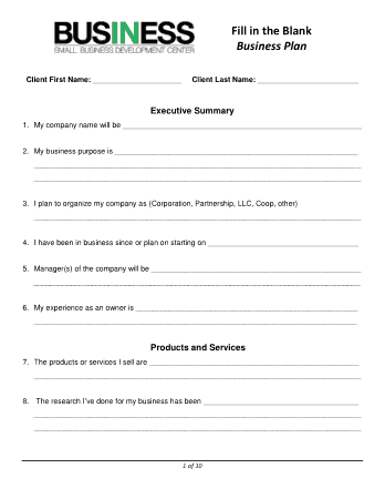 Free Download PDF Books, Blank Business Plan Example Template