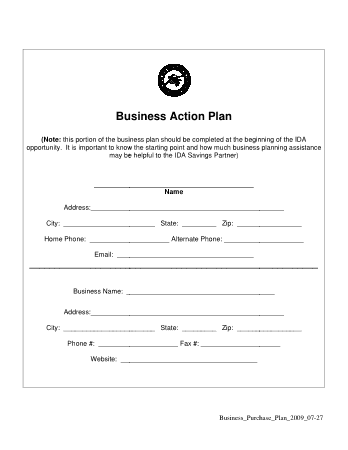 Free Download PDF Books, Business Action Plan Example Template