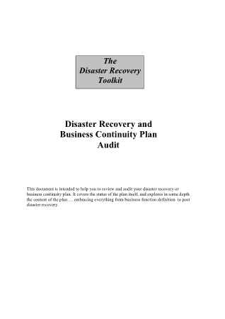 Free Download PDF Books, Business Continuity Recovery Plans Template