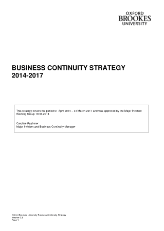 Free Download PDF Books, Business Continuity Strategy Plan Template