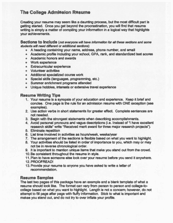 Free Download PDF Books, Example of Student Resume For College Application Template