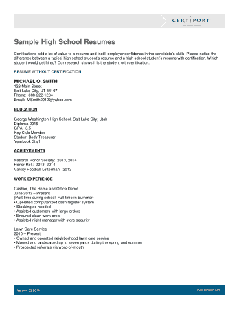 Free Download PDF Books, Experienced High School Student Resume Example Template