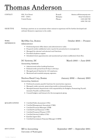 Free Download PDF Books, Certified Management Accountant Resume Template