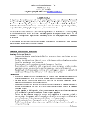 Free Download PDF Books, Chartered Professional Accountant Resume Template